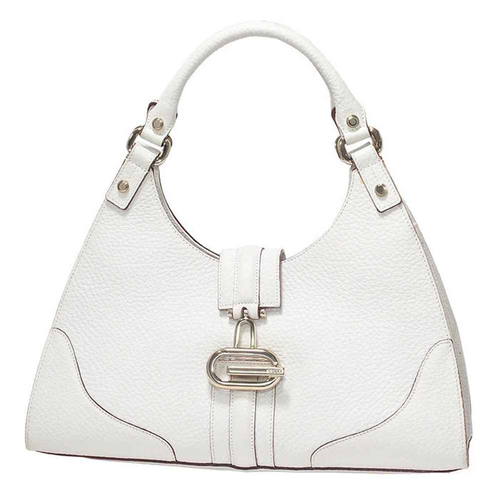 Gucci GG Leather 2Way Shoulder Bag Leather White